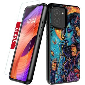 for HMD Vibe Phone Case with Screen Protector(Dreamcatcher Feathers) Art Deco Design, Full Body Heavy Duty Shockproof Anti Slip Texture Dual Layer Cover, Stylish Protection for HMD Vibe Case