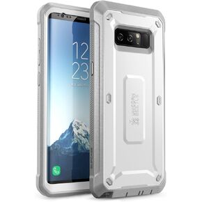 SUPCASE for Samsung Galaxy Note 8 Case with Screen Protector (Unicorn Beetle), [Built-in Belt Clip] Heavy Duty Full-Body Rugged Holster Protective Phone Case for Galaxy Note 8 (2017 Release), White