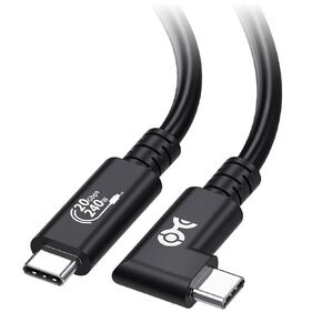 Cable Matters [USB-IF Certified] 20Gbps Right Angle USB 4 Cable 6.6ft, with 8K Video, 240W Charging, Compatible with Thunderbolt 4 Port, iPhone 16/15 Pro Max, Apple Vision Pro, MacBook, XPS, Surface