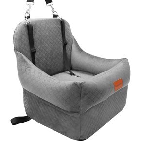 Dog Booster Car Seat for Small/Medium Dogs up to 35 lbs,Interior 7 Inches Elevated Pet Car Seat,Ultra Soft Fabric and Memory Foam Car Dog Seat,Safety,Comfy,Fully Detachable Washable(H-Black/Grey)
