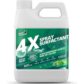 4X Non Ionic Surfactant - 32 oz, Makes 250+ Gallons - Nonionic Wetting Agent & Concentrated Surfactant Spray for Increased Product Efficacy, Ideal Spreader Sticker, No Foam Surfactant & Wetting Agent