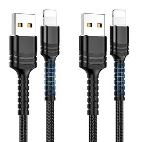 2023 Upgraded Liightning Cable iPhone Charger Cords, [2Pack 6ft] Nylon Braided MFi Certified USB A Charging Cable for iPhone 13 12 11 Mini Pro XR Xs Max X SE 8 7 6 Plus - Black