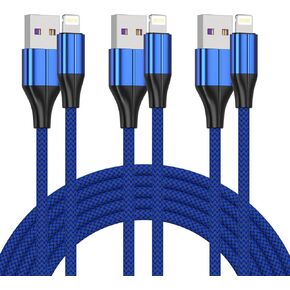 Short iPhone Charger [MFi Certified], 3 Pack 1 feet Short Lightning Cable & Data Sync Fast 1 Foot iPhone Cord Compatible with iPhone Xs max/xr/x/8/8 Plus/7/7 Plus/6/6s Plus/5s/5,iPad (Blue)