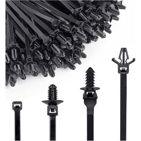 120PCS Car Push Mount Cable Zip Tie, Heavy Duty Fastener Cable Clip Self Locking Cable Strap Compatible with Boat Trailer, Nylon Engine Bay Wire Harness Restraint Tie Wrap for Indoor Outdoor