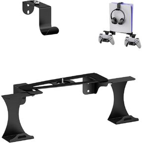 Ps5 Wall Mount Stand，Floating Shelf Wall Mount Vertical Stand,Stealth Mount for for PS5 Gaming Console,with 2 Detachable Controller Mounts and Headphone Mount,Black