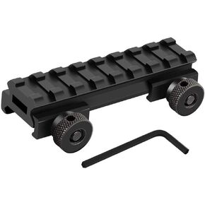 Low Profile Picatinny Rail, Riser Mount with See Through Hole for Scopes Optics and Red Dots 0.5 inch High 3.35 inches Long 8 Slots (1 Pack)