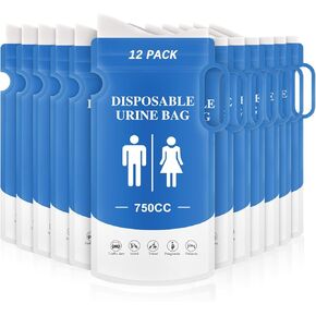 24 PCS Emergency Disposable Urine Bags - 750ML Camping Pee Bags Unisex Urinal Bag for Travel Traffic Jam, Portable Vomit Bags Disposable Car Urinals for Men Women
