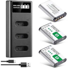 ENEGON NP-BX1 Battery 3-Pack + Smart LCD Triple Charger, High Capacity 1300mAh, Compatible with Sony ZV-1, DSC-RX100 Series (I, II, III, IV, V, VII) & More, Perfect for Extended Shooting
