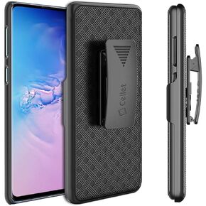 حافظة سامسونج جالاكسي S10 - مشبك حزام محوري 180 درجة مع حماية شديدة التحمل ومسند مدمج، متوافق مع سامسونج جالاكسي S10 in Kuwait