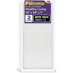 Filtrete 14x24x1 Air Filter MPR 1500 MERV 12, Healthy Living Ultra Allergen, 2-Pack (exact dimensions 13.81x23.81x0.78)