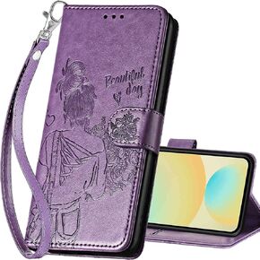 for Samsung Galaxy S24 FE Wallet case, Flip Folio Cover with Stand Feature for Women Men, PU Leather Phone Case Fit for Samsung Galaxy S24 FE 6.7'' [Blue-Butterfly]