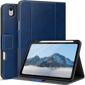 auaua Case for iPad Air 11 Inch M2 2024/iPad Air 5th/4th Generation (2022/2020), with Pencil Holder and Pocket, Typing Angle Muti-Stand Magnetic Closure Auto Sleep/Wake (Blue)