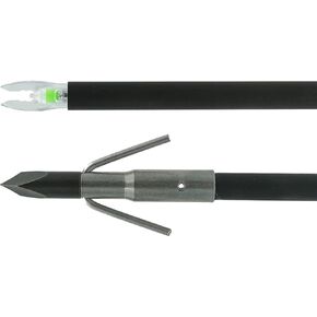 Muzzy Bowfishing Lighted Carbon Composite Archery Fish Arrow with Green X Nock and Bottle Slide Installed - Gar Point or Carp Point
