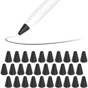 30 PCS Paper Feel Silence Covers for Apple Pencil Tips, Rubber Silicone Protectors for Apple Pencil 2nd Generation Tips/ 1st Gen Replacement iPad Pro Pencil Nib Covers(Black)