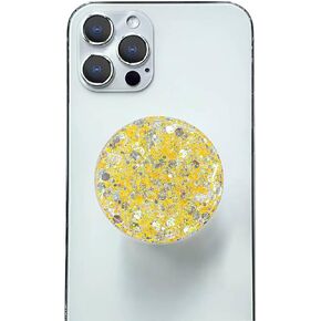 Universal Cell Phone Stand Compatible with for iPhone Grip Holder, 360° Rotation-Transparent Sparkling Star Drops colloidal Loose Powder (Black)