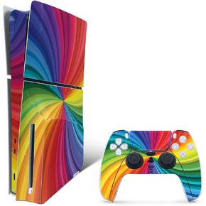 MightySkins Skin Compatible with Playstation 5 Slim Disk Edition Bundle - Color Swirl | Protective, Durable, and Unique Vinyl Decal wrap Cover | Easy to Apply | Made in The USA