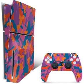 MightySkins Skin Compatible with Playstation 5 Slim Disk Edition Bundle - Pop Camouflage | Protective, Durable, and Unique Vinyl Decal wrap Cover | Easy to Apply | Made in The USA
