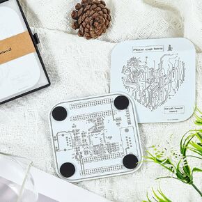 Cuicuit Board Coasters, Couples Gift Ideas, Fun Coasters, Squre Coasters, Cute Unique Home Decor for Valentines Day,Girlfriend, Boyfriend, Wife or Husband… (White Silver Coasters)