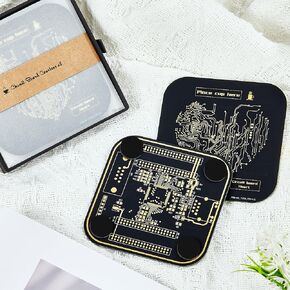 Cuicuit Board Coasters, Couples Gift Ideas, Fun Coasters, Squre Coasters, Cute Unique Home Decor for Valentines Day,Girlfriend, Boyfriend, Wife or Husband… (White Silver Coasters)
