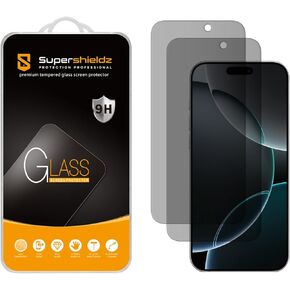 Supershieldz (2 Pack) (Privacy) Anti Spy Screen Protector Designed for iPhone 16 Pro (6.3 inch), Tempered Glass, Anti Scratch, Bubble Free