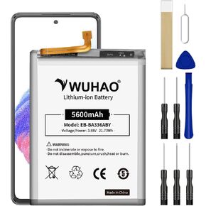 WUHAO for Samsung Galaxy A53 5G Battery EB-BA336ABY Replacement Battery Upgraded for Galaxy A53 5G SM-A536U SM-A536V SM-A5360 with Adhesive Tape Tool Repair Kit