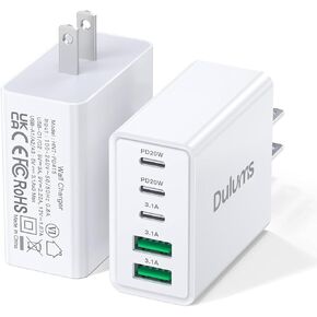 50W PD Fast Wall Charger, 2-Pack 5-Port USB C Charging Block Charger Cube Type C Power Adapter for iPhone 16/15/14/13/12/Pro Max/XS, iPad, AirPods 4/3/2/Pro, Apple Watch 10/9/8/Ultra 2, Samsung Series