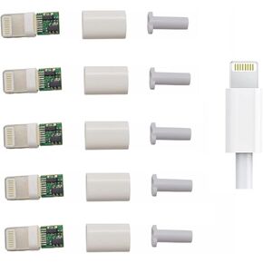 5sets White USB Male for iPhone iPad iPod Lightning DIY Connector Solder Housing Cover Adapters (5PCS White)