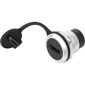 QIANRENON HDMI 2.0 Panel Threaded Fixed Mount Coupler Adapter HDMI Female to Female Recessed Panel Mount Connector 4K@60HZ, Anti-loosening Gasket Dust-Proof Cover, for Dashboard or Device Panel