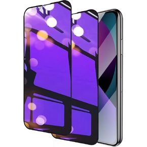 Compatible with iPhone 14 and compatible with iphone 13 / 13Pro Privacy screen protector 2 Pack Gradient Colorful anti Blue light eye protection Mirror Tempered Glass Anti-Peep Anti-Spy HD clear Film(Purple 6.1 inch)