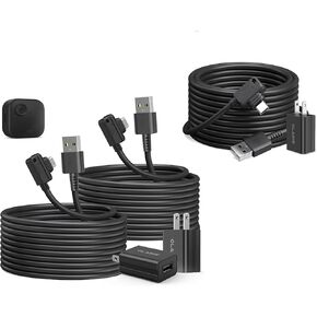 سلك طاقة مقاوم للطقس من OLAIKE بطول 25 قدم/7.5 متر لـ Blink Outdoor 4، كابل شاحن من النوع C متوافق مع Blink 4th Gen، كابل طاقة ومحول للكاميرا، عبوتان، أسود (بدون كاميرا وميض)