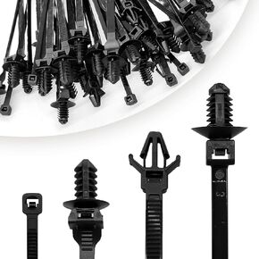 120pcs Universal Nylon Push Mount Cable Zip Tie, Nylon Self Locking Cable Strap Compatible with Cars Boat Trailer Polaris UTV Side By Side Jeep Wrangler Engine Bay Wire Harness Restraint Ties