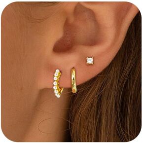 Tituthia Gold Earrings for Women Trendy, Simple Dainty 14K Gold Plated Paperclip Square Chain Link Dangle Hoops Earrings Pin Stud Huggie Earrings Lightweight Hypoallergenic Minimalist Aesthetic Gold Jewelry for Women Teen Girls Christmas Gifts