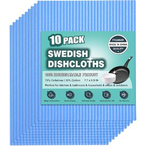 METUUTER 10 Packs Swedish Dishcloths for Kitchen, Reusable Kitchen Dishcloths Compostable Cellulose Dish Clothes for Kitchen and Household Use
