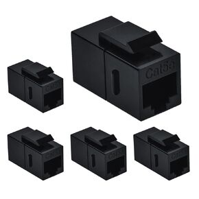 Cat.5E RJ45 Inline Coupler with Keystone Latch, Female-Female (10-Pack, Black)
