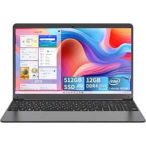 SGIN 15.6 Inch Laptop, 12GB RAM 512GB SSD, Laptops Computer with Celeron N5095 Quad-Core CPU, 2*USB 3.2, 2.4G/5G WiFi, 1920 * 1080 IPS FHD Display, BT 4.2, Mini HDMI, Type-C, 53200mWH Battery in Kuwait