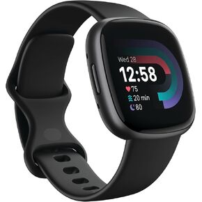 Fitbit Versa 4 Fitness Smartwatch with Daily Readiness, GPS, 24/7 Heart Rate, 40+ Exercise Modes, Sleep Tracking and more, Black/Graphite, One Size (S & L Bands Included) it Versa 4 (Renewed)