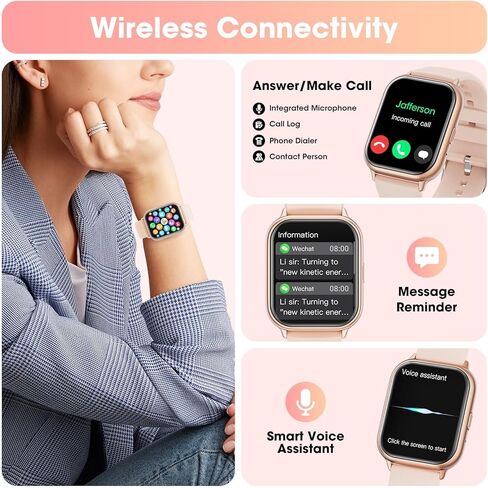 ساعة ذكية للرجال والنساء وهواتف Android iOS (الرد/إجراء المكالمات)، ساعة ذكية لتتبع اللياقة البدنية مقاس 1.85 بوصة مع مراقب معدل ضربات القلب والنوم، ساعات ذكية مقاومة للماء IP68 وأجهزة تتبع الأنشطة in Kuwait