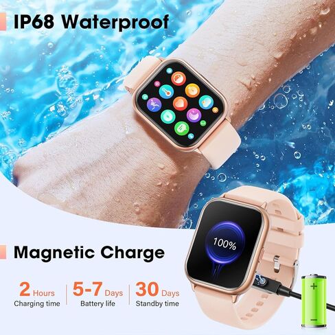 ساعة ذكية للرجال والنساء وهواتف Android iOS (الرد/إجراء المكالمات)، ساعة ذكية لتتبع اللياقة البدنية مقاس 1.85 بوصة مع مراقب معدل ضربات القلب والنوم، ساعات ذكية مقاومة للماء IP68 وأجهزة تتبع الأنشطة in Kuwait