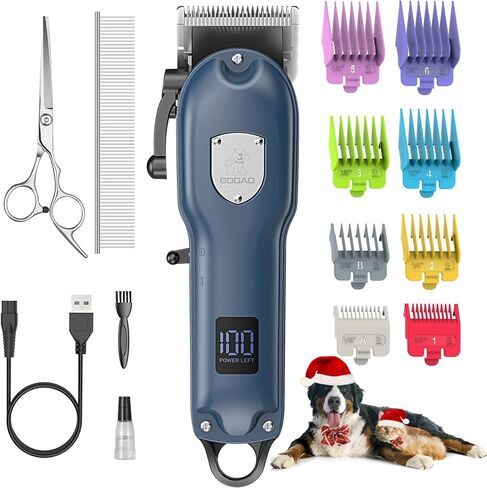 Dog Hair Clippers for Grooming Cordless Pet Clippers for Dogs Thick Hair with Metal Blades, Electric Rechargeable Dog Trimmer for Grooming Low Noise Pet Grooming Kit in Kuwait