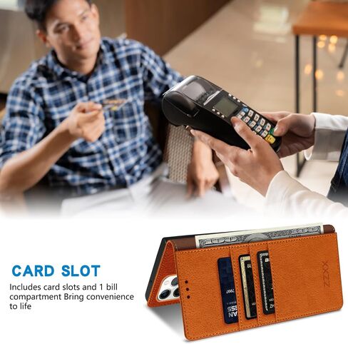 ZZXX for iPhone 15 Pro Max Wallet Case with [RFID Blocking] Card Slot Stand Strong Magnetic Leather Flip Fold Protective Phone Case for iPhone 15 Pro Max Case Wallet(Brown-6.7 inch) in Saudi Arabia