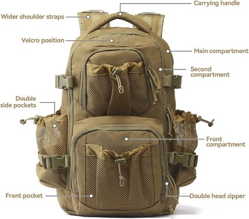 GZ XINXING Military Tactical Backpack 3 Day Assault Pack Molle Tactical Backpack Waterproof For Travel Camping Hiking Outdoor Sports Backpack Daypack(khaki) in Saudi Arabia