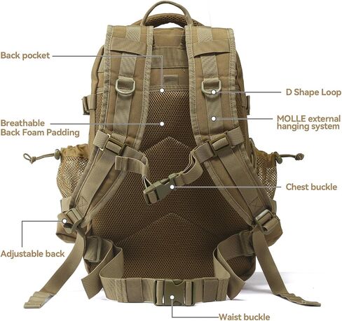 GZ XINXING Military Tactical Backpack 3 Day Assault Pack Molle Tactical Backpack Waterproof For Travel Camping Hiking Outdoor Sports Backpack Daypack(khaki) in Saudi Arabia