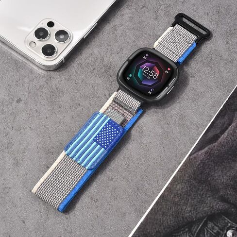 KOREDA Compatible with Fitbit Versa 3/Fitbit Versa 4/Fitbit Sense/Sense 2 Bands for Women Men, Adjustable Stretchy Elastic Braided Nylon Sport Strap for Fitbit Smartwatch in Kuwait