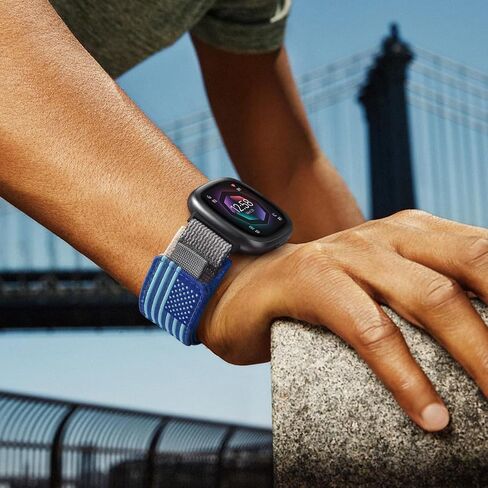 KOREDA Compatible with Fitbit Versa 3/Fitbit Versa 4/Fitbit Sense/Sense 2 Bands for Women Men, Adjustable Stretchy Elastic Braided Nylon Sport Strap for Fitbit Smartwatch in Kuwait