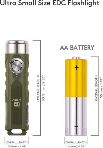 RovyVon Aurora A1 G4 Keychain Flashlight, Max 650 Lumen Super Bright with EDC Mini Size, 5 Mode Easy Use, USB-C Rechargeable, Waterproof, Perfect for Camping Emergency Outdoor(ArmyGreen) in Saudi Arabia