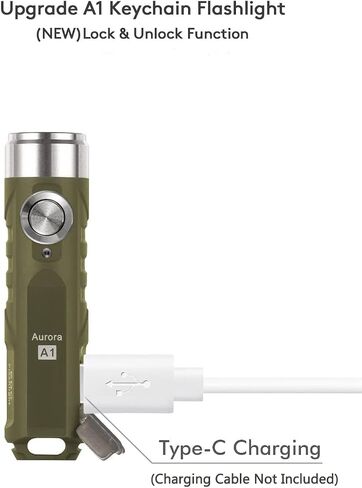 RovyVon Aurora A1 G4 Keychain Flashlight, Max 650 Lumen Super Bright with EDC Mini Size, 5 Mode Easy Use, USB-C Rechargeable, Waterproof, Perfect for Camping Emergency Outdoor(ArmyGreen) in Saudi Arabia