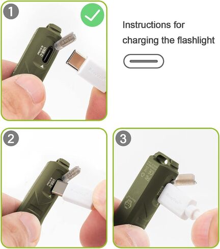 RovyVon Aurora A1 G4 Keychain Flashlight, Max 650 Lumen Super Bright with EDC Mini Size, 5 Mode Easy Use, USB-C Rechargeable, Waterproof, Perfect for Camping Emergency Outdoor(ArmyGreen) in Saudi Arabia