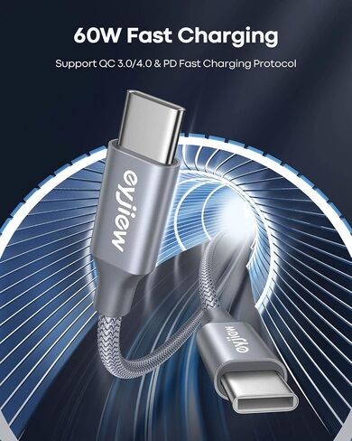 USB C to USB C Cable 12 FT, 2-Pack 60W PD Type C to C Cord Long in Saudi Arabia