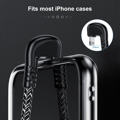 3 عبوات شاحن iPhone 90 درجة بطول 6 أقدام، سلك إضاءة طويل معتمد من Apple MFi بطول 6 أقدام، كابل شحن iPhone بزاوية قائمة من النايلون بطول 6 أقدام لهاتف Apple iPhone 14 Pro Max/13 Pro/12/11/11Pro/11Max/XS/XR/8 in Kuwait
