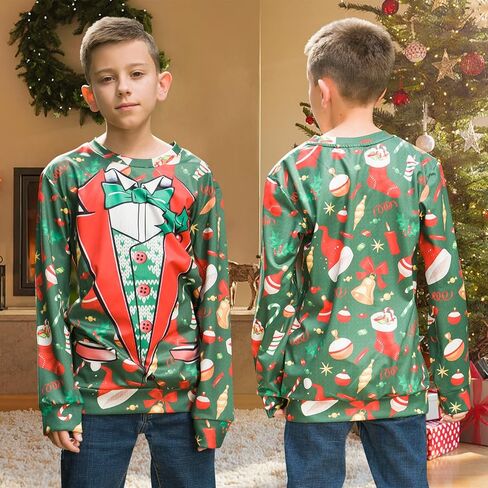 BFUSTYLE Boy Girl Ugly Christmas Sweatshirt Kids Fleece Cool Xmas Pullover 4-16 Years in Kuwait